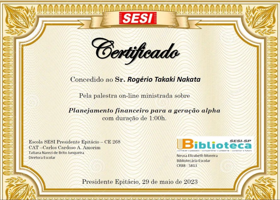 Certificado SESI Pesidente Epitácio